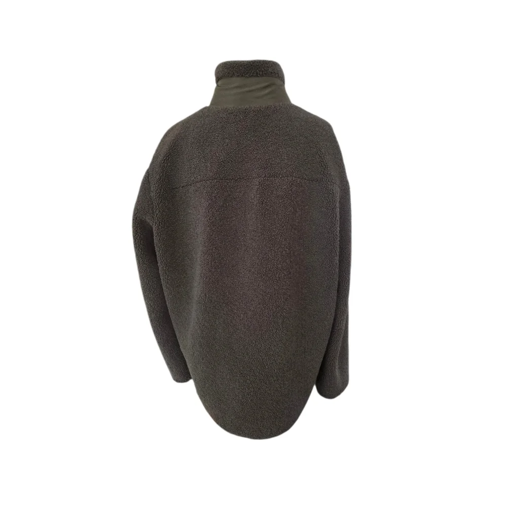 Naadam Mens Fleece Sherpa Zip Up Jacket Dark Olive Green XL NWOT